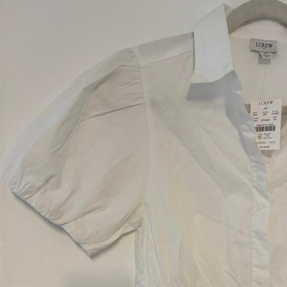 NWT J.Crew Collared Short Sleeve Tie Waist Mini Dress In White Size 4P - Picture 5 of 6